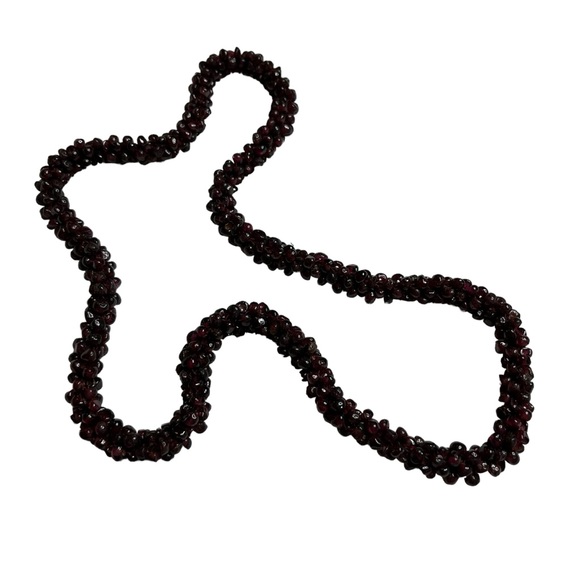 Natural Red Garnet Nugget Pebble Rope Necklace - Picture 5 of 6